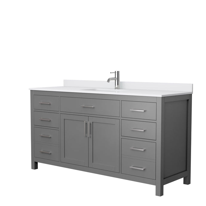 Wyndham Collection WCG242466SKGWCUNSMXX Beckett 66 Inch Single Bathroom Vanity in Dark Gray, White Cultured Marble Countertop, Undermount Square Sink, No Mirror