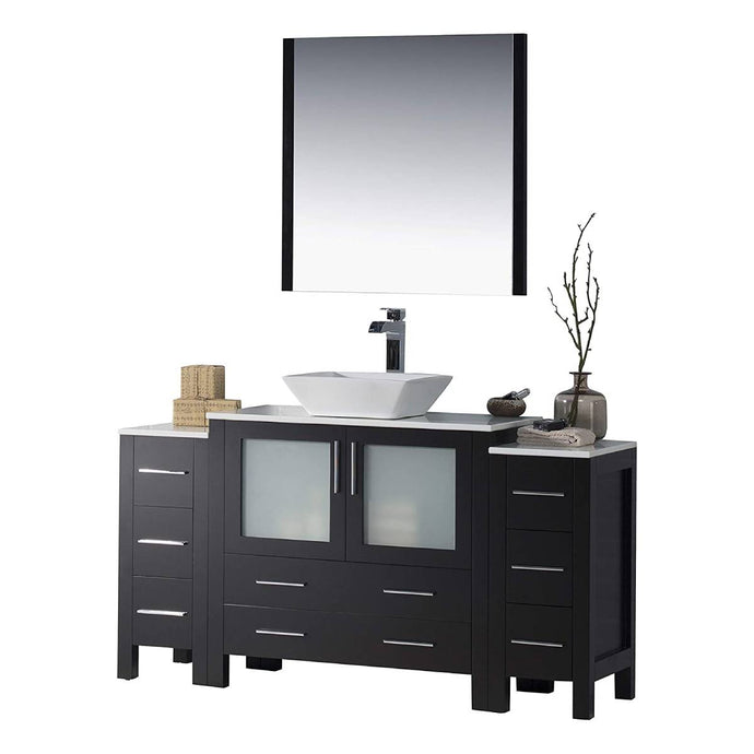 Blossom 001 60S2 02 V M Sydney 60 Inch Vanity with Ceramic Vessel Sink & Mirror - Espresso