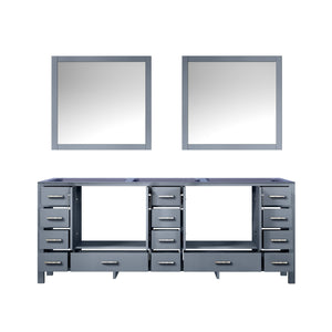 Lexora LJ342284DB00M34 Jacques 84" Dark Grey Double Vanity, no Top and 34" Mirrors