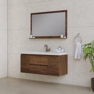 Alya Bath AB-MOF48-RW Paterno 48 inch Modern Wall Mounted Bathroom Vanity, Rosewood