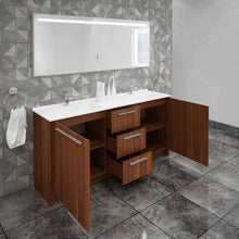 Load image into Gallery viewer, Casa Mare Nona 71&quot; Matte Walnut Double Sink Freestanding Bathroom Vanity and Sink Combo - NONA180MW-71