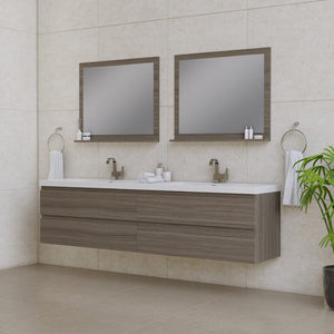 Alya Bath AB-MOF84D-G Paterno 84 inch Modern Wall Mounted Bathroom Vanity, Gray