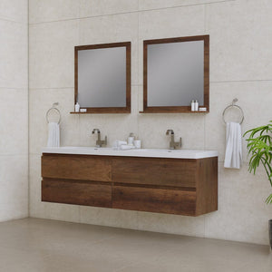 Alya Bath AB-MOF72D-RW Paterno 72 inch Modern Wall Mounted Bathroom Vanity, Rosewood