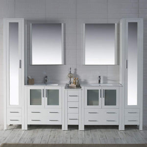 Blossom 001 102 01 C M Sydney 102 Inch Vanity with Ceramic Double Sinks & Mirrors - White