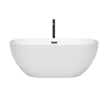 Load image into Gallery viewer, Wyndham Collection WCOBT200060MBATPBK Brooklyn 60 Inch Freestanding Bathtub in White with Floor Mounted Faucet, Drain and Overflow Trim in Matte Black