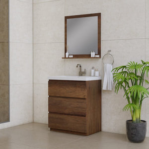 Alya Bath AB-MOA30-RW Paterno 30 inch Modern Freestanding Bathroom Vanity, Rosewood