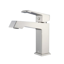 Load image into Gallery viewer, Lexora LLC24SKSOSM18FBN Lancy 24&quot; Rustic Acacia Bathroom Vanity, White Quartz Top, White Square Sink, Labaro Brushed Nickel Faucet Set, and 18&quot; Frameless Mirror