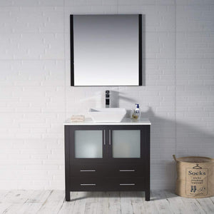 Blossom 001 36 02 V M Sydney 36 Inch Vanity with Ceramic Vessel Sink & Mirror - Espresso