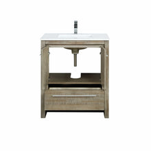 Load image into Gallery viewer, Lexora LLF30SKSOS000FCH Lafarre 30&quot; Rustic Acacia Bathroom Vanity, White Quartz Top, White Square Sink, and Monte Chrome Faucet Set