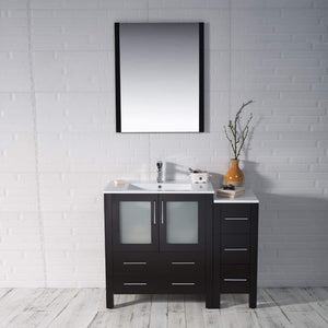 Blossom 001 42S 02 C M Sydney 42 Inch Vanity with Ceramic Sink & Mirror & Side Cabinet - Espresso