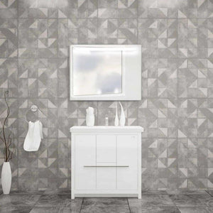 Casa Mare Alessio 36" Glossy White Bathroom Vanity and Ceramic Sink Combo - ALESSIO90GW-36-MSC