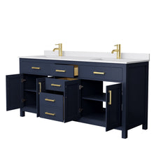 Load image into Gallery viewer, Wyndham Collection WCG242472DBLWCUNSMXX Beckett 72 Inch Double Bathroom Vanity in Dark Blue, White Cultured Marble Countertop, Undermount Square Sinks, No Mirror