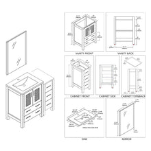 Load image into Gallery viewer, Blossom 001 36S 01 C M Sydney 36 Inch Vanity with Ceramic Sink &amp; Mirror &amp; Side Cabinet - White