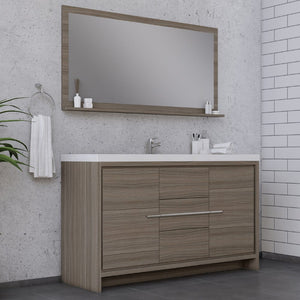 Alya Bath AB-MD660S-G Sortino 60 Single inch Modern Bathroom Vanity, Gray