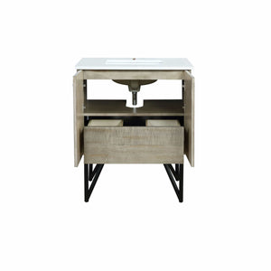Lexora LLC30SKSOS000 Lancy 30" Rustic Acacia Bathroom Vanity, White Quartz Top, and White Square Sink