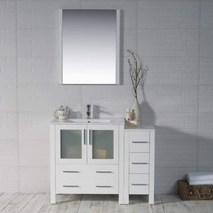 Blossom 001 42S 01 C Sydney 42 Inch Vanity with Ceramic Sink & Side Cabinet - White