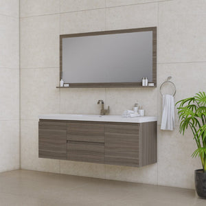 Alya Bath AB-MOF60S-G Paterno 60 inch Single Modern Wall Mounted Bathroom Vanity, Gray