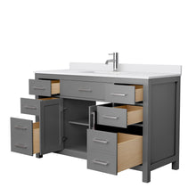 Load image into Gallery viewer, Wyndham Collection WCG242454SKGWCUNSMXX Beckett 54 Inch Single Bathroom Vanity in Dark Gray, White Cultured Marble Countertop, Undermount Square Sink, No Mirror