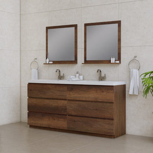 Alya Bath AB-MOA72D-RW Paterno 72 inch Modern Freestanding Bathroom Vanity, Rosewood