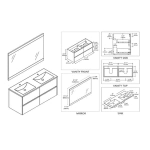 Blossom 016 48 01D C M Valencia 48 Inch Double Vanity with Ceramic Sink & Mirror - White