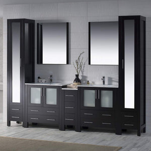 Blossom 001 102 02 C M Sydney 102 Inch Vanity with Ceramic Double Sinks & Mirrors - Espresso