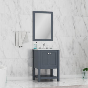 Alya Bath HE-102-24-G-CWMT Wilmington 24 inch Vanity Gray with Carrera Marble Top