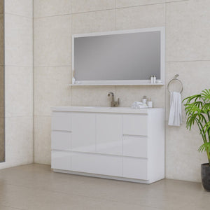 Alya Bath AB-MOA60S-W Paterno 60 inch Single Modern Freestanding Bathroom Vanity, White