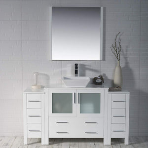 Blossom 001 60S2 01 V M Sydney 60 Inch Vanity with Ceramic Vessel Sink & Mirror - White