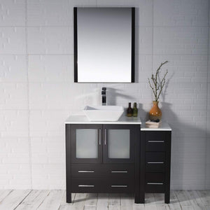 Blossom 001 42S 02 V Sydney 42 Inch Vanity with Ceramic Vessel Sink & Side Cabinet - Espresso