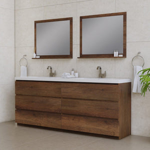 Alya Bath AB-MOA84D-RW Paterno 84 inch Modern Freestanding Bathroom Vanity, Rosewood