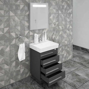 Casa Mare Domenico 32" Glossy Gray Bathroom Vanity and Ceramic Sink Combo - DOMENICO80GG-32-MSC