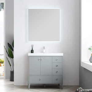 Blossom 023 36 15 A Lyon 36 Inch Vanity with Acrylic Sink - Metal Gray