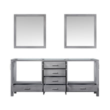 Load image into Gallery viewer, Lexora LJ342280DD00M30 Jacques 80&quot; Distressed Grey Double Vanity, no Top and 30&quot; Mirrors