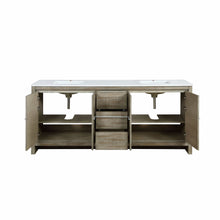 Load image into Gallery viewer, Lexora LLF80DKSOD000 Lafarre 80&quot; Rustic Acacia Double Bathroom Vanity, White Quartz Top, and White Square Sinks