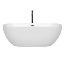 Load image into Gallery viewer, Wyndham Collection WCOBT200067PCATPBK Brooklyn 67 Inch Freestanding Bathtub in White with Polished Chrome Trim and Floor Mounted Faucet in Matte Black