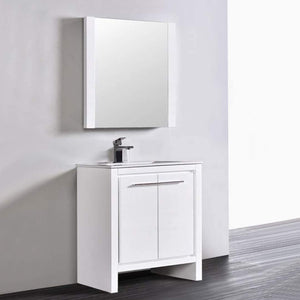 Blossom 014 30 01 C M Milan 30 Inch Vanity with Ceramic Sink & Mirror - White