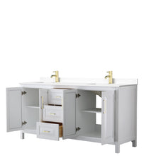 Load image into Gallery viewer, Wyndham Collection WCV252572DWGWCUNSMXX Daria 72 Inch Double Bathroom Vanity in White, White Cultured Marble Countertop, Undermount Square Sinks, Brushed Gold Trim