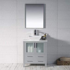 Blossom 001 30 15 V Sydney 30 Inch Vanity with Ceramic Vessel Sink - Metal Grey