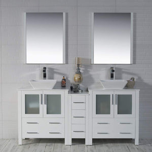 Blossom 001 72 01 V M Sydney 72 Inch Vanity with Ceramic Double Vessel Sinks & Mirrors - White