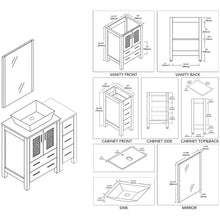 Load image into Gallery viewer, Blossom 001 36S 01 V M Sydney 36 Inch Vanity with Ceramic Vessel Sink &amp; Mirror &amp; Side Cabinet - White