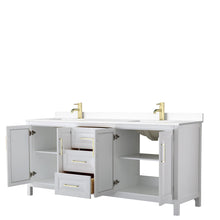 Load image into Gallery viewer, Wyndham Collection WCV252580DWGWCUNSMXX Daria 80 Inch Double Bathroom Vanity in White, White Cultured Marble Countertop, Undermount Square Sinks, Brushed Gold Trim