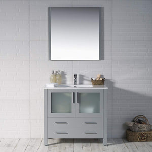 Blossom 001 36 15 C M Sydney 36 Inch Vanity with Ceramic Sink & Mirror - Metal Grey