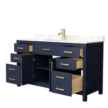 Load image into Gallery viewer, Wyndham Collection WCG242460SBLCCUNSMXX Beckett 60 Inch Single Bathroom Vanity in Dark Blue, Carrara Cultured Marble Countertop, Undermount Square Sink, No Mirror