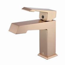 Load image into Gallery viewer, Lexora LLC24SKSOSM18FRG Lancy 24&quot; Rustic Acacia Bathroom Vanity, White Quartz Top, White Square Sink, Labaro Rose Gold Faucet Set, and 18&quot; Frameless Mirror