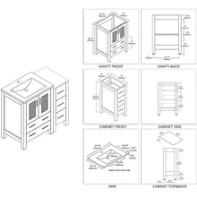 Load image into Gallery viewer, Blossom 001 36S 01 C Sydney 36 Inch Vanity with Ceramic Sink &amp; Side Cabinet - White