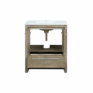 Lexora LLF30SKSOS000 Lafarre 30" Rustic Acacia Bathroom Vanity, White Quartz Top, and White Square Sink