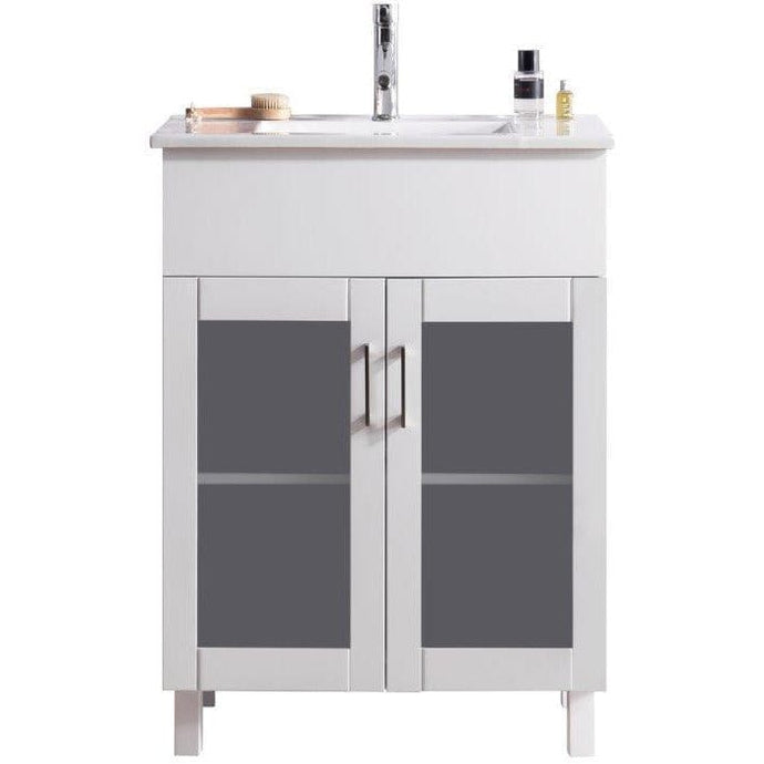 LAVIVA 31321529-24W-CB Nova 24 - White Cabinet + Ceramic Basin Counter