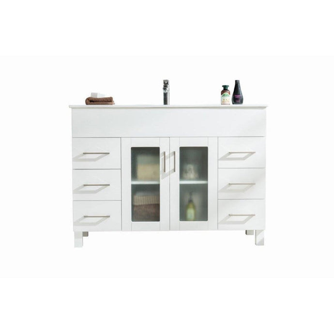 LAVIVA 31321529-48W-CB Nova 48 - White Cabinet + Ceramic Basin Counter