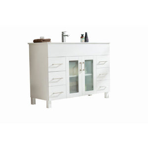 LAVIVA 31321529-48W-CB Nova 48 - White Cabinet + Ceramic Basin Counter