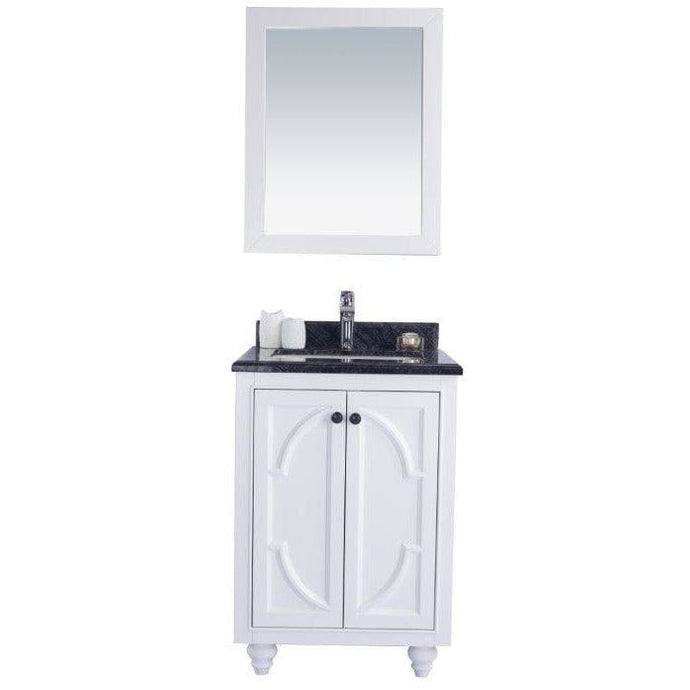 LAVIVA 313613-24W-BW Odyssey - 24 - White Cabinet + Black Wood Counter